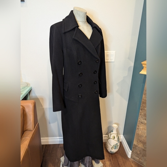 Wool & cashmere double breasted long black maxi coat by Planet London US16 Eu 44 - Picture 3 of 14